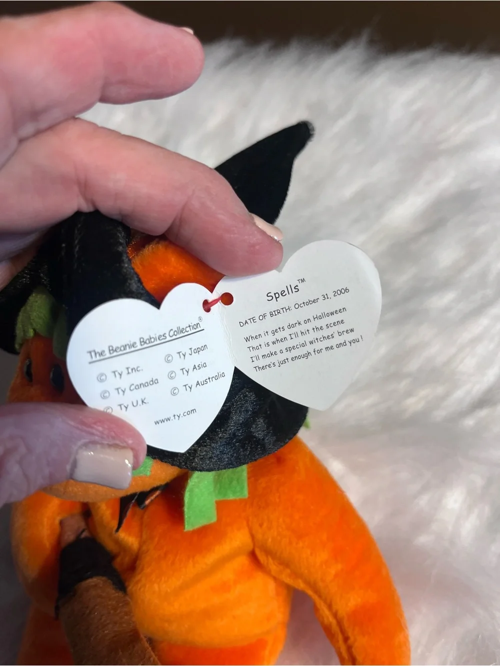 Ty Beanie Babies Bear “Spells” 2006.